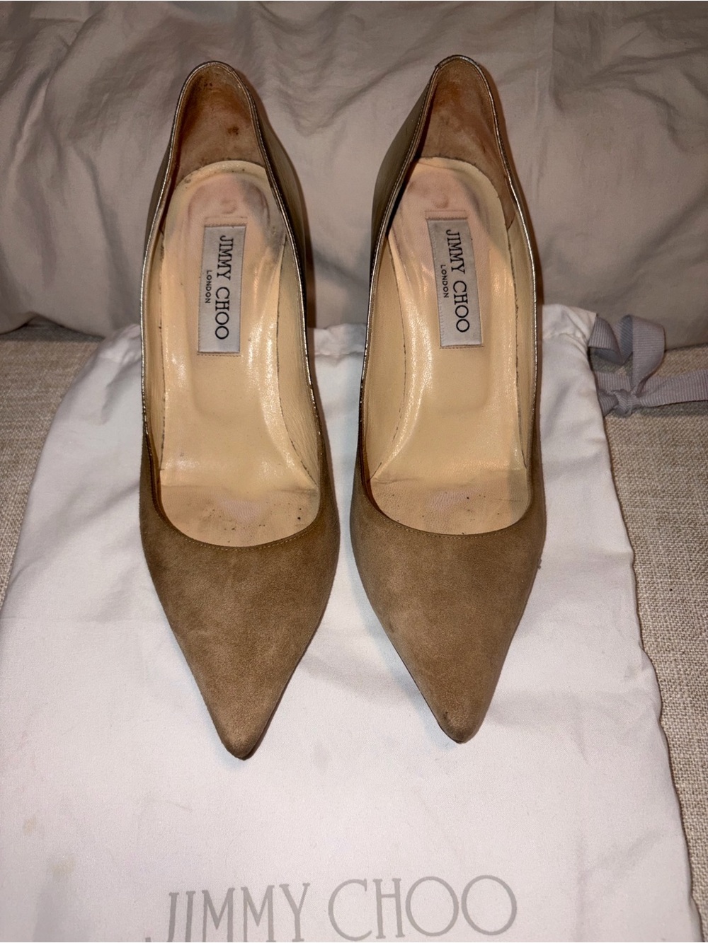 Jimmy Choo Abel Dégradé Gold & Tan Suede Pointed Toe Pumps Size 37